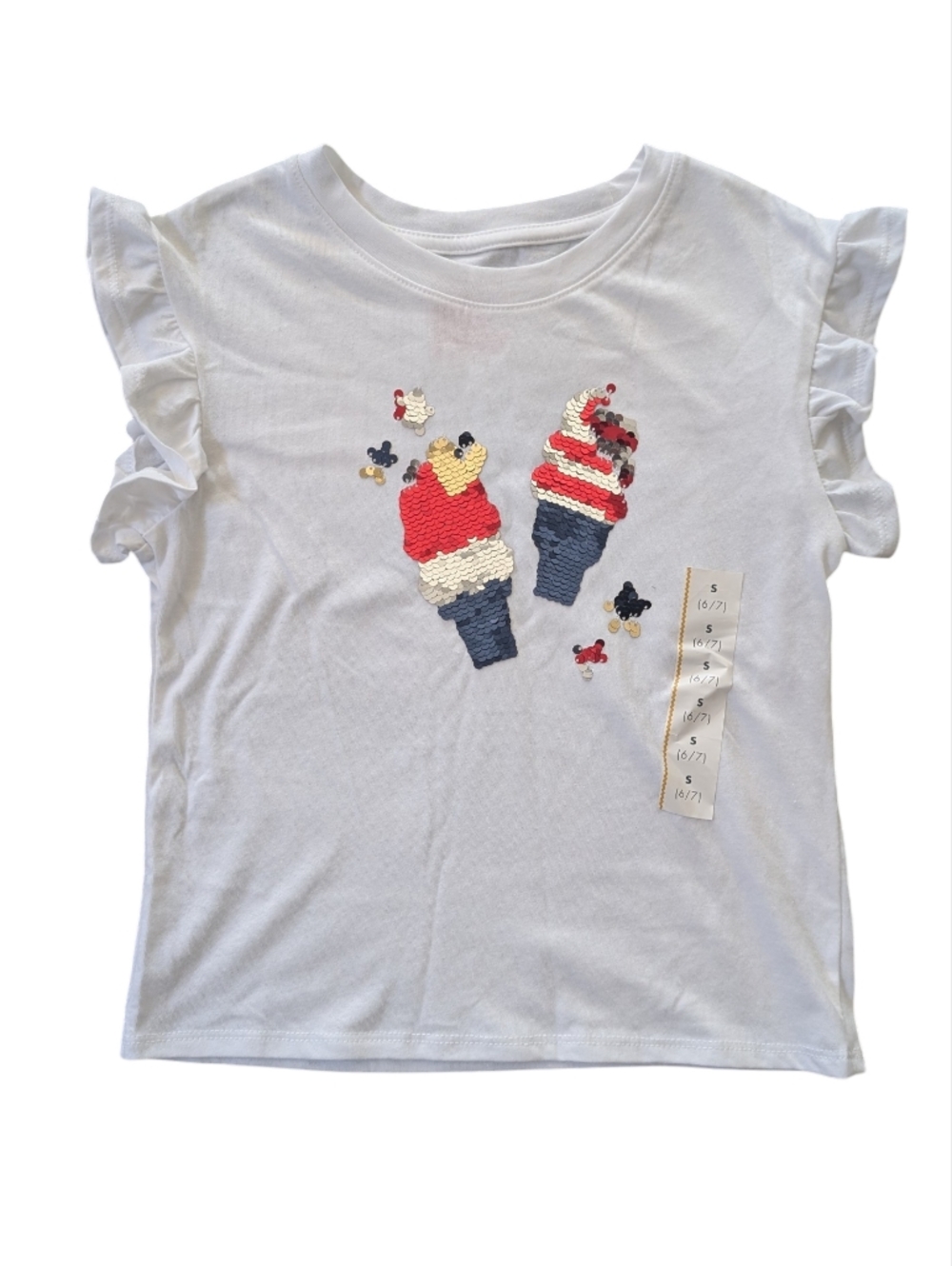 4th Of July Ice Cream Flip Sequins Tshirt